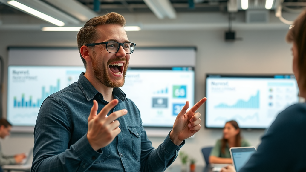 Orlando entrepreneur presenting digital marketing analytics and results for business growth