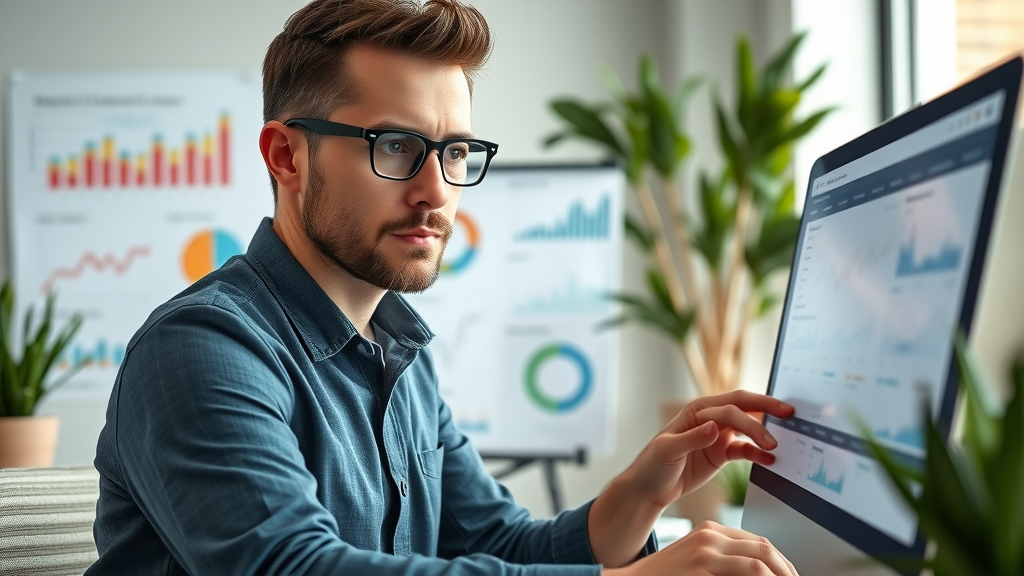 marketing automation professional marketer analyzing data office background