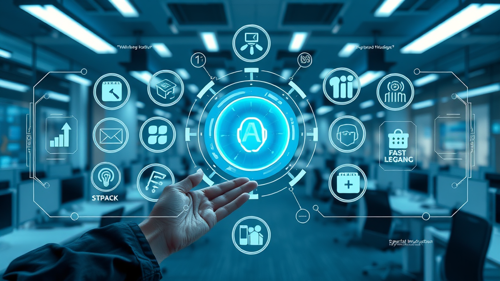digital icons representing AI automation tools for business