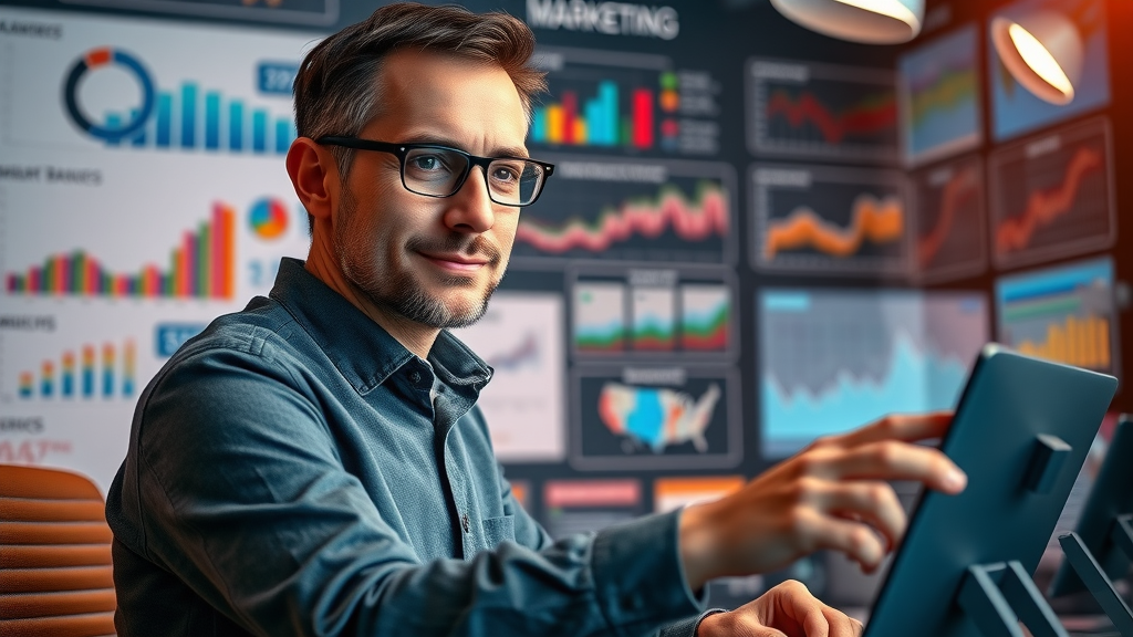 marketer launching ai-powered digital marketing campaign dashboard