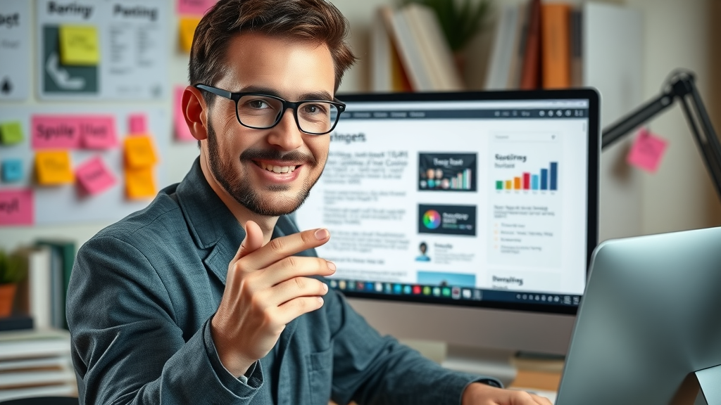 SEO content strategist optimizing a web page layout to improve on-page search engine optimization, including title tags and meta descriptions.