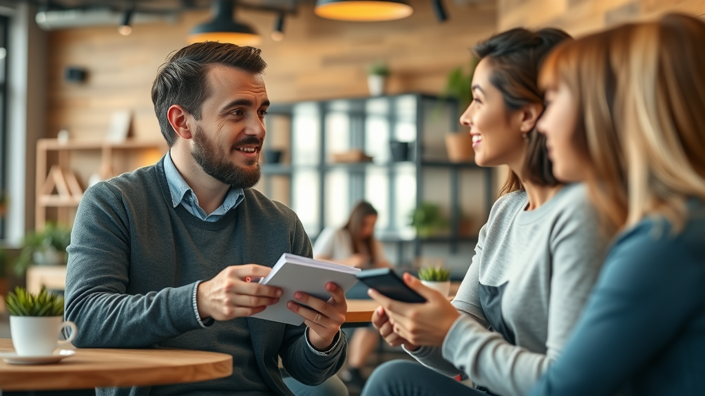 lead generation marketer interviewing target customers for qualified leads