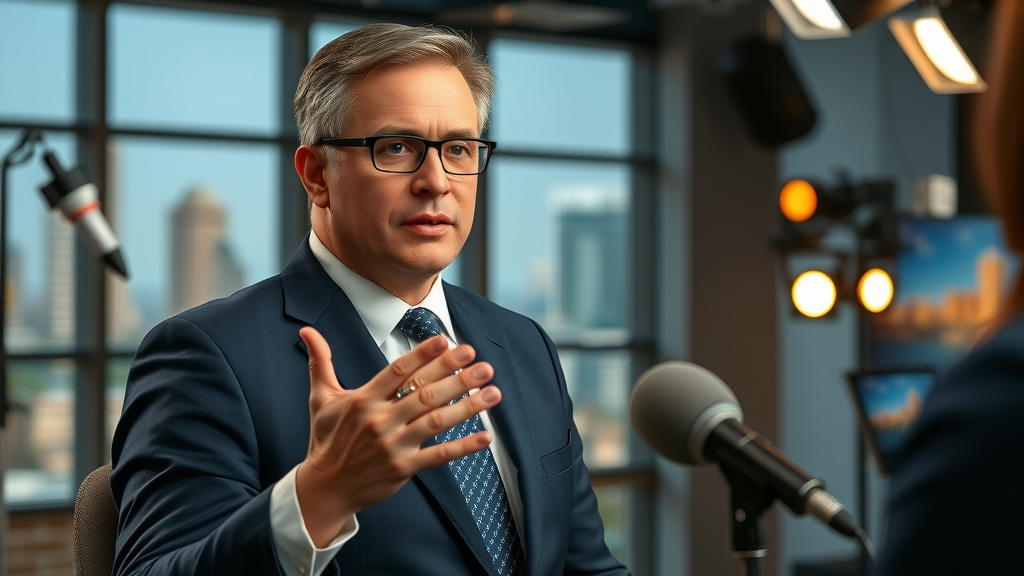 Orlando lawyer at a media interview demonstrating legal market leadership