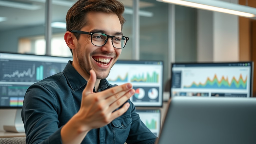 Modern website homepage, professional user rapidly scanning content for website optimization, digital workspace analytics