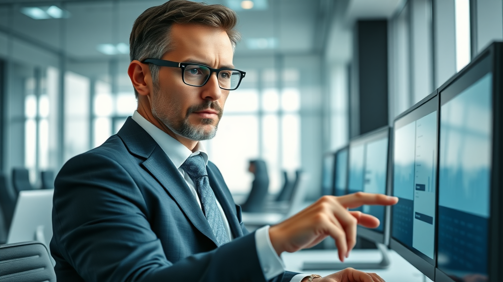 modern legal office focused attorney reviewing online client leads digital marketing for lawyers