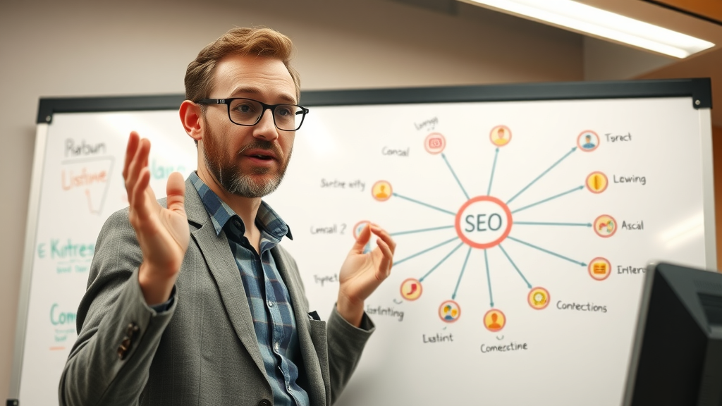 SEO consultant explaining local search ecosystem to contractors
