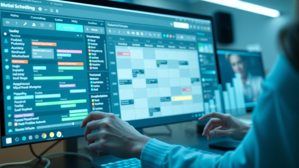 Organized workflow with digital scheduling tools for Orlando social media management, showing productivity and strategy.