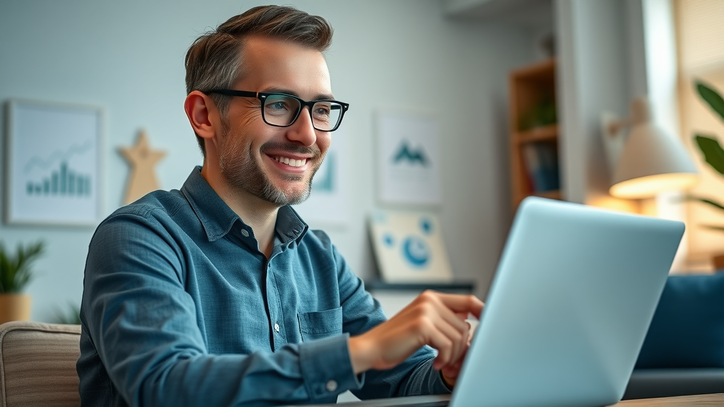marketing strategy entrepreneur reviewing performance indicators on laptop