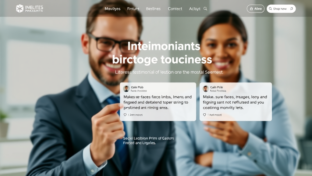 Website homepage with prominent testimonial carousel