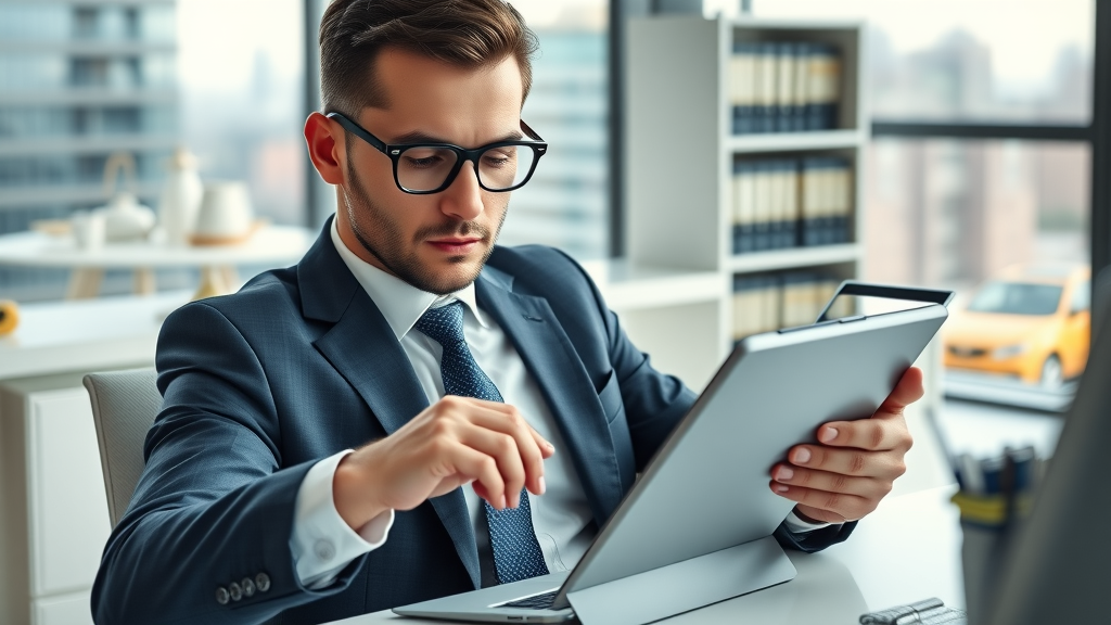 sleek law firm website displayed on tablet digital marketing for lawyers