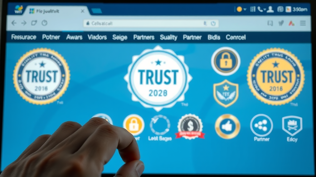 Website with visible trust badges and certification logos for added credibility and social proof