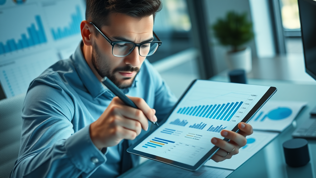 business professional reviewing ai automation cost-savings chart