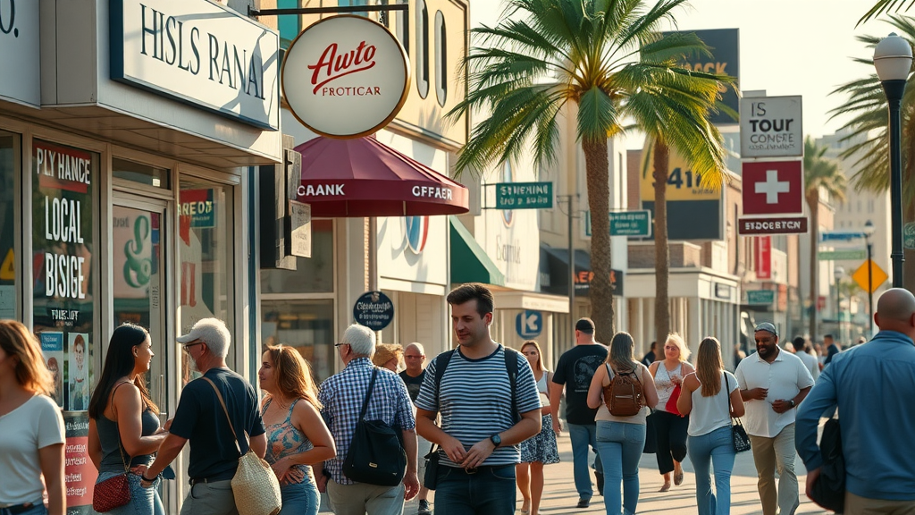 Orlando local business storefronts with customers, showing the importance of local SEO