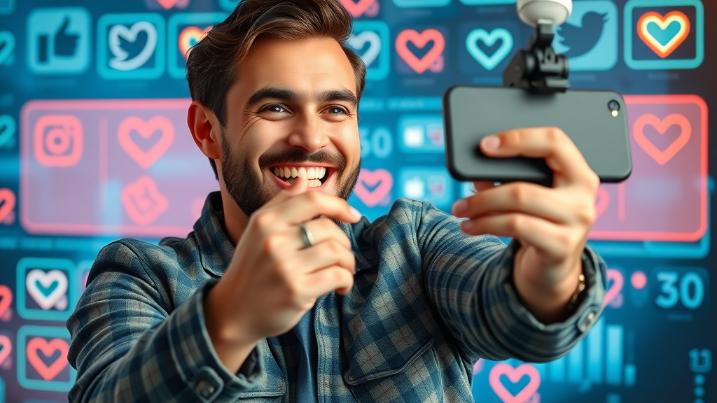 Charismatic influencer filming a highly engaging social media review that demonstrates authentic social proof
